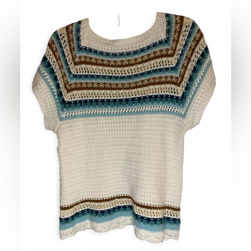 a.n.a Multicolor Crochet Knit Sweater Vest Size Large